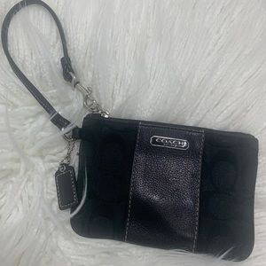 Coach Sig. PVC and Leather Corner Zip Wristlet
